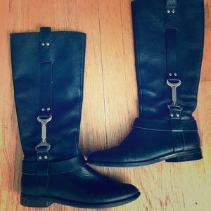 Nine West Leather Black Knee High Boots